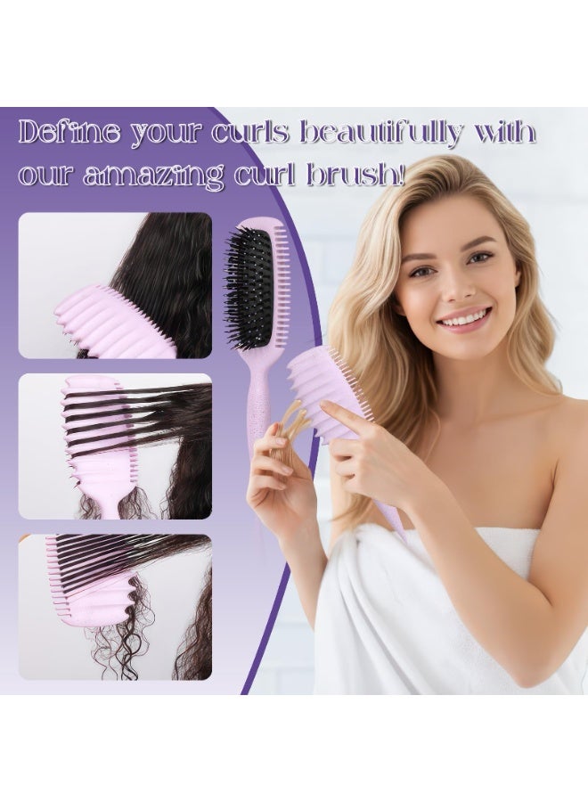 JUMEI Curl Defining Brush for Curly Hair – Detangling & Styling Wet Brush, Shape & Volume, Reduced Pulling, Purple - Image 4
